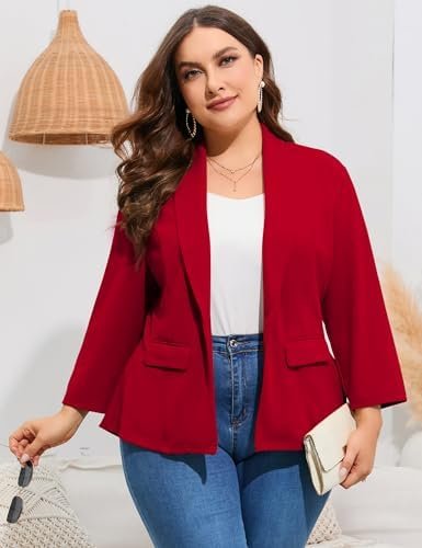ShopWonder Women's Plus Size Casual Blazers Open Front Work ...