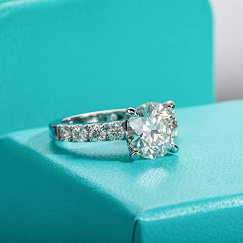 AnuClub Moissanite Engagement Ring, Total 4.3cttw D Color Ro...