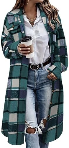 Himosyber Women's Casual Plaid Lapel Woolen Button Up Pocket... Himosyber Women's Casual Plaid Lapel Woolen Button Up Pocket...