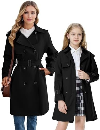 Betusline Girls & Women's Trench Coat Double Breasted Classi...