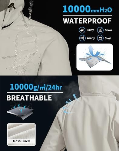 Pioneer Camp Women's Rain Jacket with Hood Waterproof Windbr...
