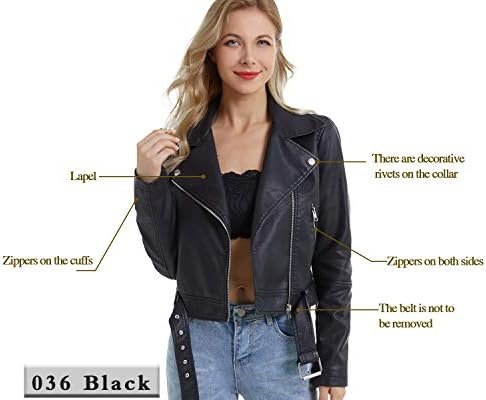 DIASHINY Faux Leather Jacket For Women Crop Short Cropped PU...