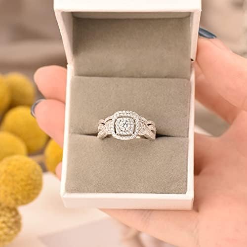 SHELOVES Wedding Rings Set for Women Round White Cz Engageme...