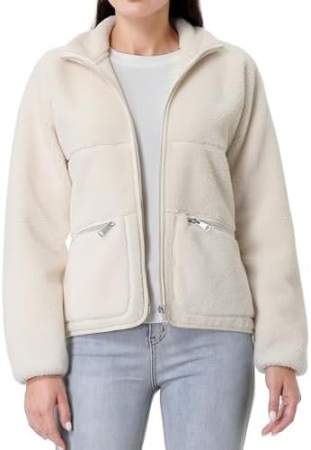 GIMECEN Women's Fuzzy Fleece Jacket Long Sleeve Zip Up Sherp...
