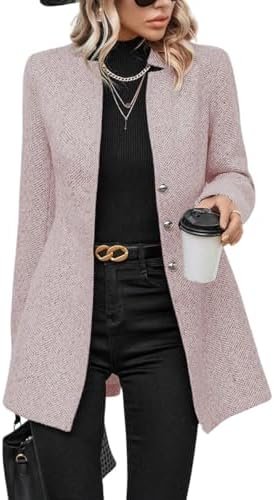 chouyatou Women's Business Casual Herringbone Wool Coat Butt... chouyatou Women's Business Casual Herringbone Wool Coat Butt...