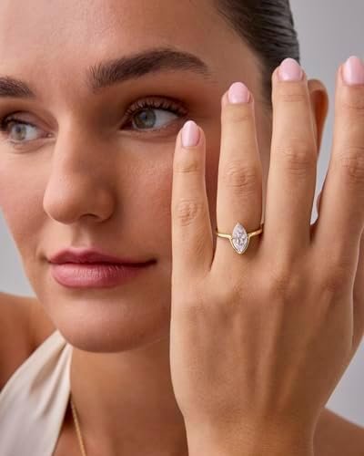 PAVOI 14K Gold Plated Marquise 1.5CT Cubic Zirconia Fake Bri...