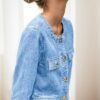 Kedera Jean Jacket Women 2025 Long sleeves Cropped Collarles...