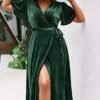 BerryGo Women's Velvet V Neck Wrap Semi Formal Dress Cocktai...