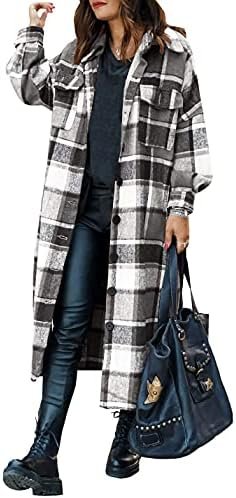 SKIKYAN Women Fall Flannel Plaid Shacket Jacket Oversized Bu... SKIKYAN Women Fall Flannel Plaid Shacket Jacket Oversized Bu...