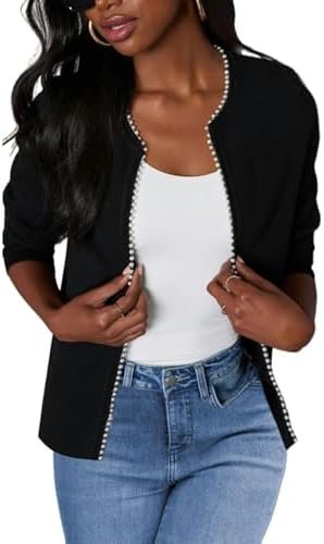 CiCiBird Women Lightweight Open Front Sweater Cardigan Pearl... CiCiBird Women Lightweight Open Front Sweater Cardigan Pearl...