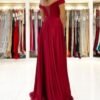Satin Bridesmaid Dresses Long V Neck Ruched Off The Shoulder...