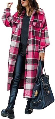 SKIKYAN Women Fall Flannel Plaid Shacket Jacket Oversized Bu... SKIKYAN Women Fall Flannel Plaid Shacket Jacket Oversized Bu...