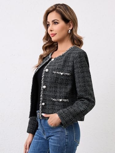 M.Infisavo Tweed Cardigan for Women Button Down Long Sleeve ...