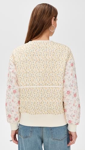 Avec Les Filles Women's Collarless Quilted Bomber Jacket