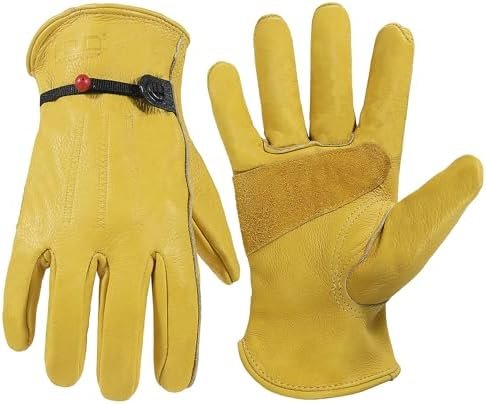 HLDD HANDLANDY Leather Work Gloves for Men & Women, Adjustab...