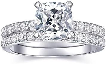 2CT Cushion Cut Engagement Rings for Women Fake Wedding Ring...