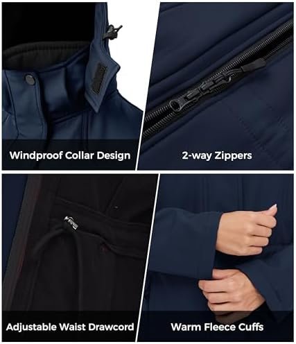 wantdo Women's Softshell Jacket Hooded Fleece Lined Waterpro...