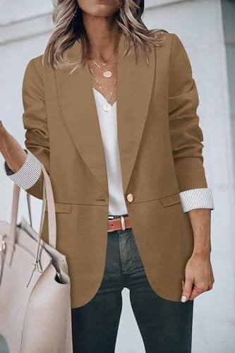 Genhoo Blazer Jackets for Women with Pockets Open Front Long...