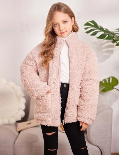 Arshiner Girls Full Zip Fleece Jacket Sherpa Outwear Coat Fa...