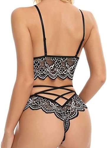 Lace Lingerie Set Women Sexy Bra and Tong Underwear Set 2 Pi...
