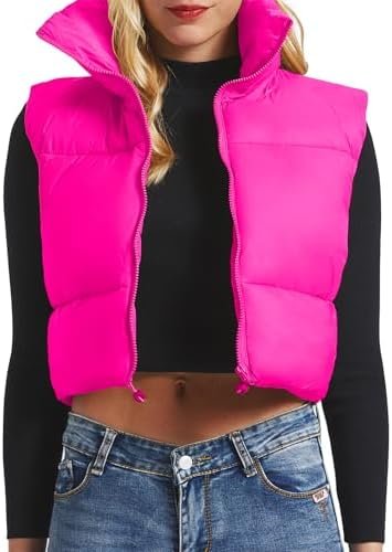 CULACCINO Women's Winter Cropped Puffer Vest Crop Jackets Fo...