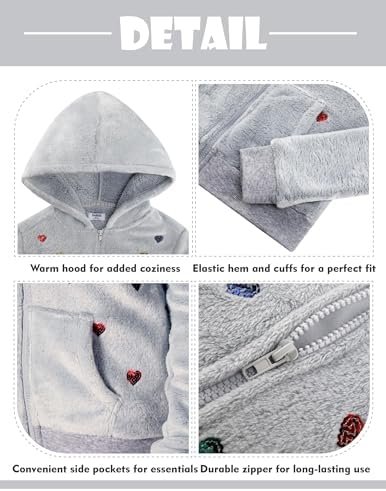 V.&GRIN Girl Zip up Hoodie Sweatshirt Soft Fuzzy Fleece Jack...