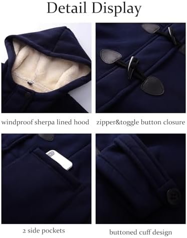 Flygo Women Sherpa Lined Hoodie Jacket Toggle Duffle Coat Wa...