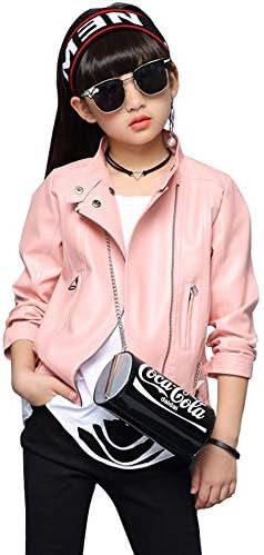 Girls Faux Leather Jackets Children's Zip Up Motorcycle Shor...
