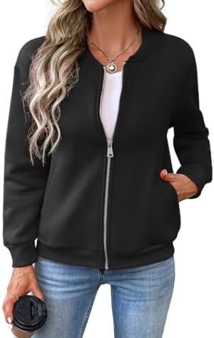 Women's Zip Up Sweatshirts Jackets Long Sleeve Bomber Jacket... Women's Zip Up Sweatshirts Jackets Long Sleeve Bomber Jacket...