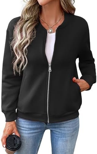 Women's Zip Up Sweatshirts Jackets Long Sleeve Bomber Jacket...