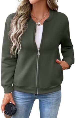 Women's Zip Up Sweatshirts Jackets Long Sleeve Bomber Jacket... Women's Zip Up Sweatshirts Jackets Long Sleeve Bomber Jacket...