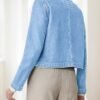 Kedera Jean Jacket Women 2025 Long sleeves Cropped Collarles...