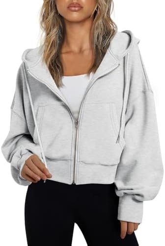 Trendy Queen Hoodies for Women Full Zip Up Cropped Sweatshir...