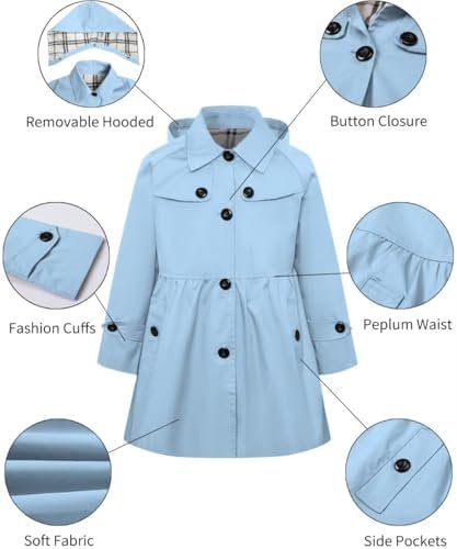 Betusline Girl's Rain Jackets Lightweight Waterproof Hooded ...