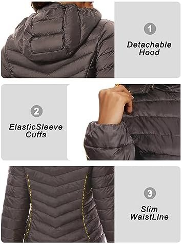 ANOTHER CHOICE Women Puffer Jacket Hooded Warm Lightweight P...