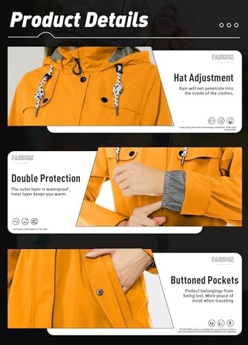 Rain Jacket Women Waterproof Long Lightweight Raincoat Hoode...