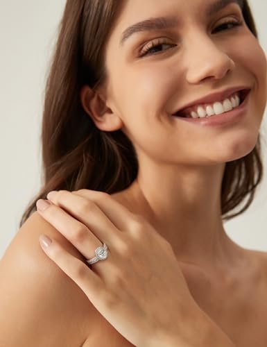 EAMTI 1.5CT 925 Sterling Silver Cubic Zirconia Bridal Rings ...