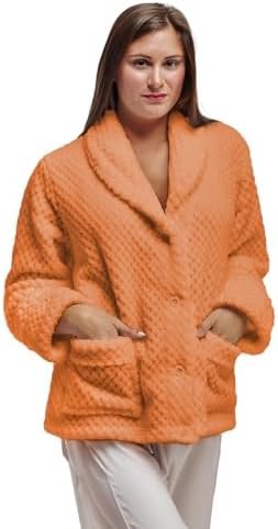 LA CERA Women's Fleece Bed Jacket - Stylish Notched Collar, LA CERA Women's Fleece Bed Jacket - Stylish Notched Collar, ...