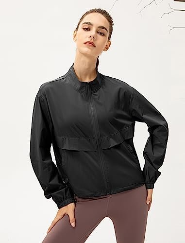 Locachy Women's Lightweight Zip Up Athletic Jacket Stand Col...