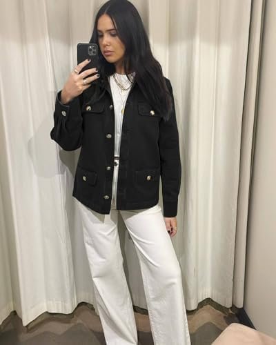 Tankaneo Womens Oversized Casual Shirt Jackets Military Util...