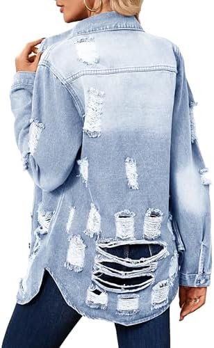 sexycherry Denim Jacket for Women Long Sleeve Classic Trucke...