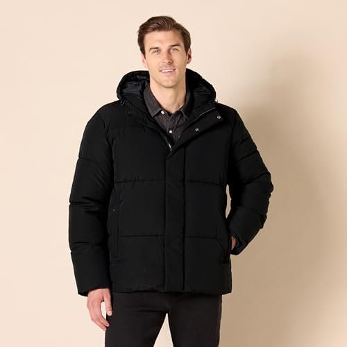 Amazon Essentials Men's Mid-Length Hooded Puffer Coat (Avail...