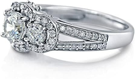 BERRICLE Sterling Silver 3-Stone Wedding Engagement Rings 0....