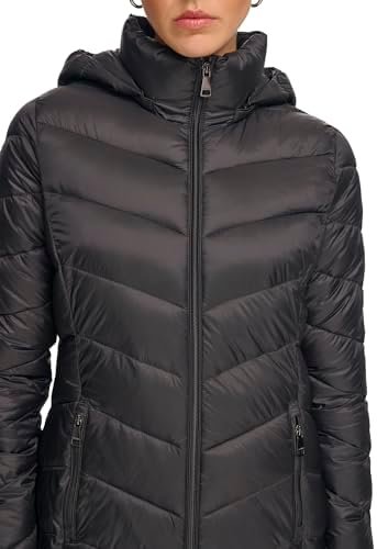 Calvin Klein Women's Everyday Hooded Zip Front Puffer Long S...