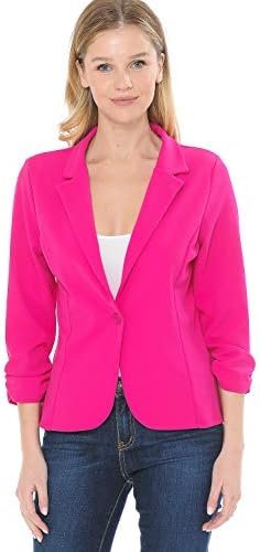 Women's 3/4 Sleeve Lightweight Casual Work Knit Blazer Jacke... Women's 3/4 Sleeve Lightweight Casual Work Knit Blazer Jacke...