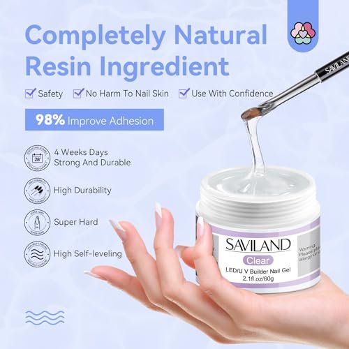 SAVILAND Builder Nail Gel Kit - 60g Clear Nail Extension Gel...