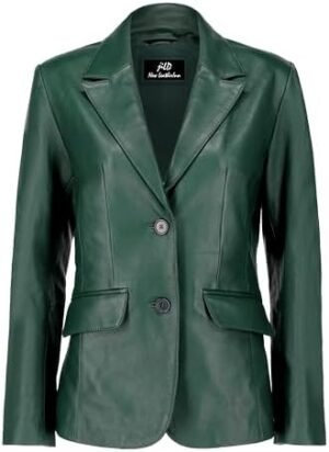 Jild Classic 2-Button Lambskin Leather Blazer Women - Casual... Jild Classic 2-Button Lambskin Leather Blazer Women - Casual...