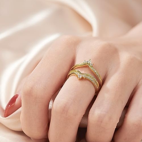 SHELOVES Crown Wedding Ring Guard Enhancers Round Cubic Zirc...