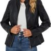Bellivera Faux Leather Jacket Women Motorcycle Zipper Bomber...