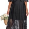 Holipick Women's Off Shoulder Lace Maxi Dress Boho Wedding G...